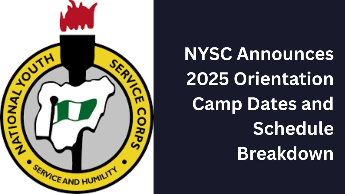 NYSC logo and text showing orientation camp date
