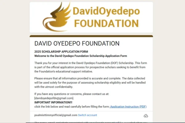 David Oyedepo Foundation Scholarship 2025/2026 | How to Apply Here is the step-by-step guide on how to apply david oyedepo foundation scholarship 2025