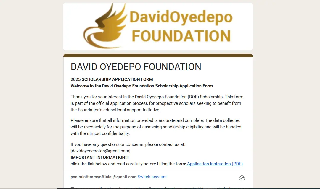 Here is the step-by-step guide on how to apply david oyedepo foundation scholarship 2025