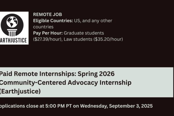 paid remote internship at Earthjustice
