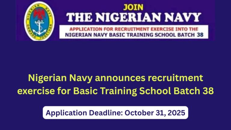 An illustration image that capture Nigerian Navy announces recruitment exercise for Basic Training School Batch 38