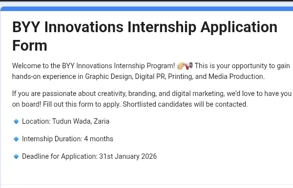 BYY Innovation Internship Program