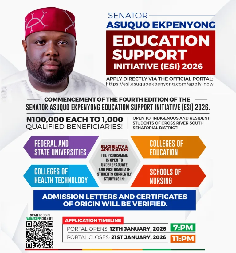 Senator Asuquo Ekpenyong Education Support Initiative 2026 (Undergraduate & Postgraduate)