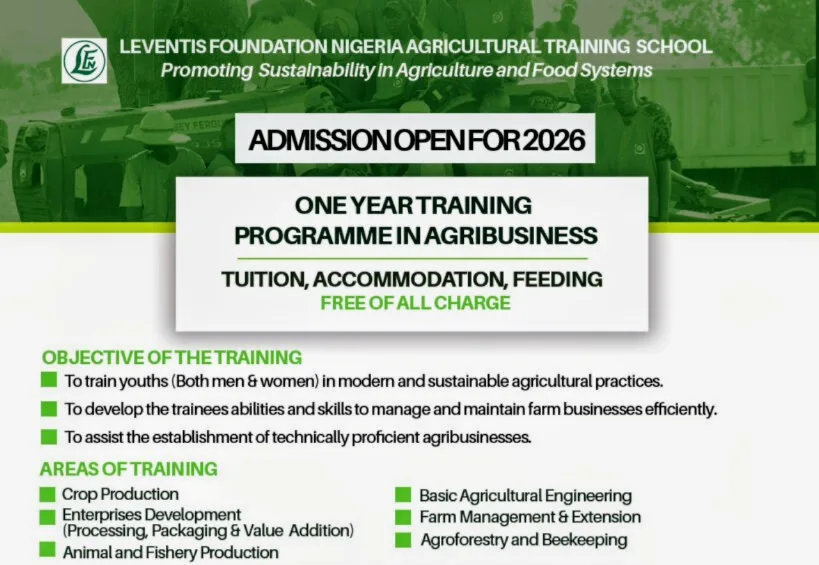 Leventis Foundation Nigeria Free Agricultural Training
