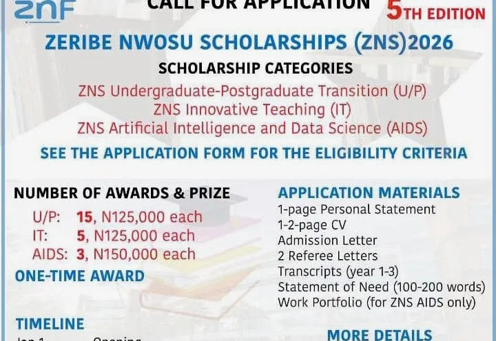 How to apply for the Zeribe Nwosu Scholarship 2026