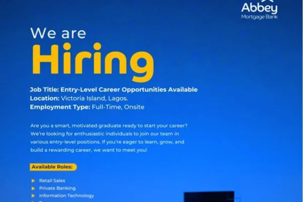 Entry level job recruitment at Abbey Mortagage Bank