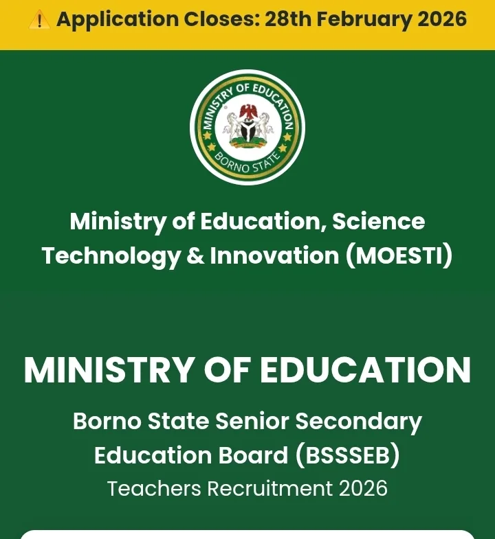 Borno State teachers recruitment 2026 application into public senior secondary schools is now open.