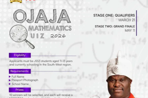 application for Ojaja Mathematics Quiz 2026