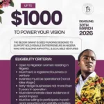 2026 Bloom Grant information for female entrepreneurs