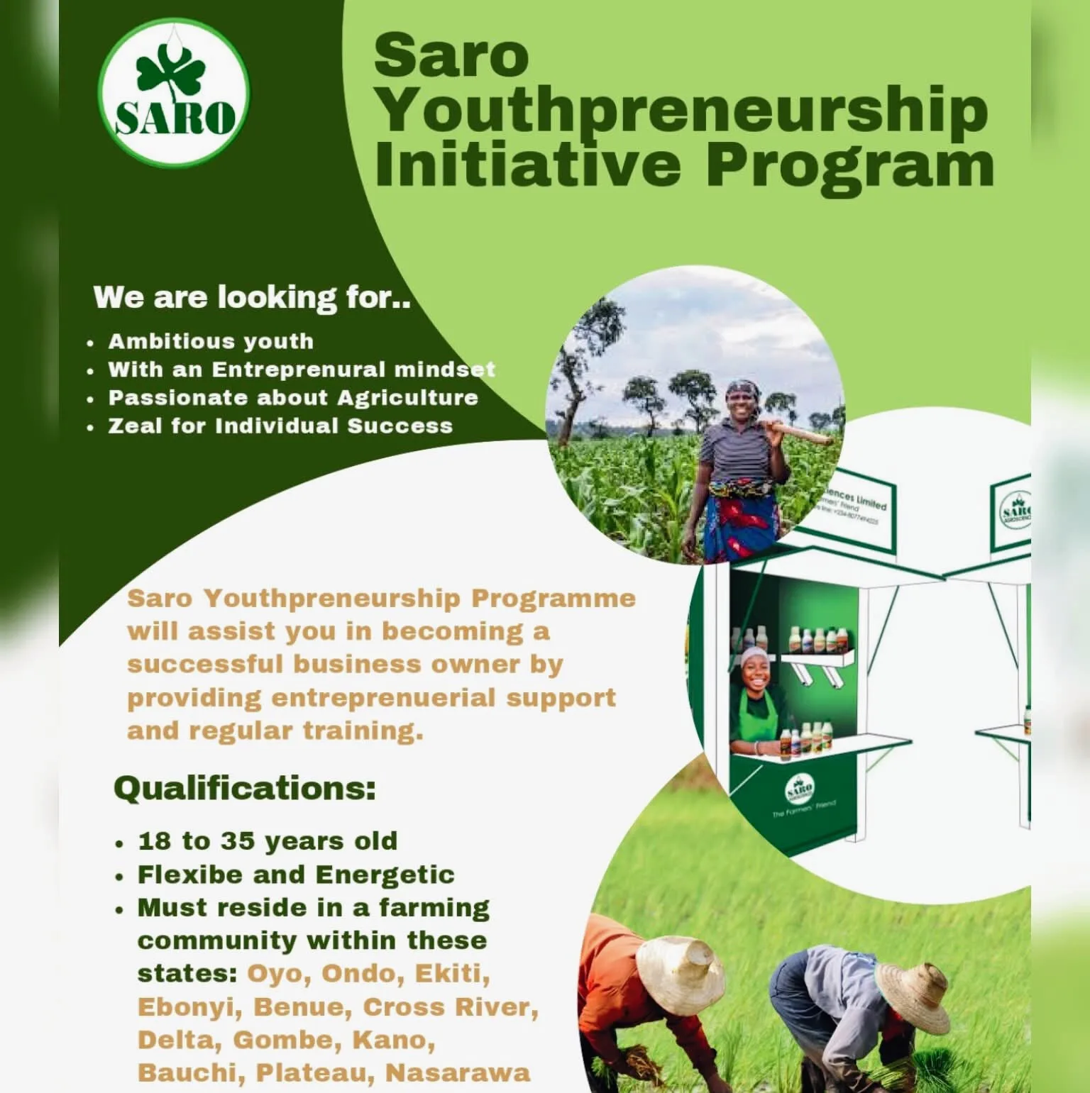 Saro Youthpreneurship Initiative Program for agricultural success.