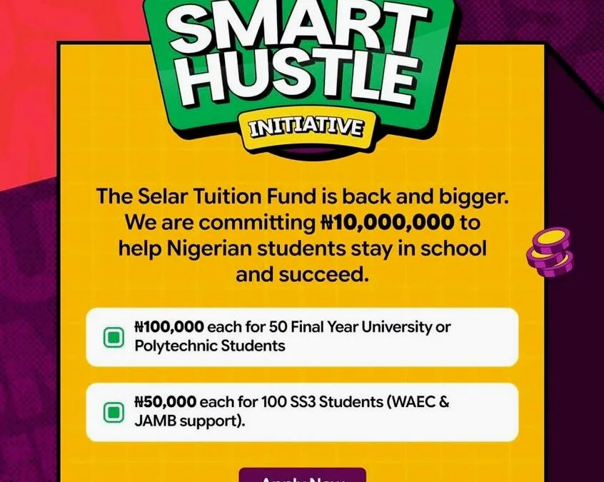 Selar Smart Hustle Initiative now open to support 150 Nigerian students with financial aid and ethical income opportunities.