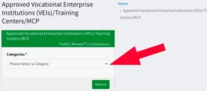 How to select the FME TVET Category 