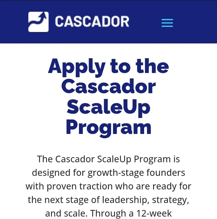 How to apply for Cascador ScaleUp Program 2026