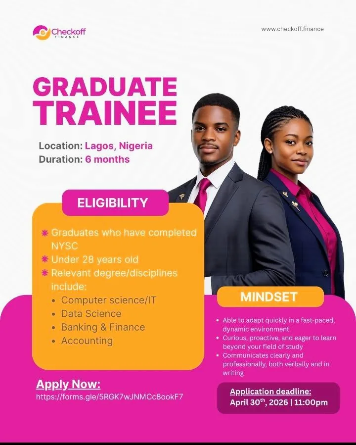 Checkoff Finance Graduate Trainee Programme 2026