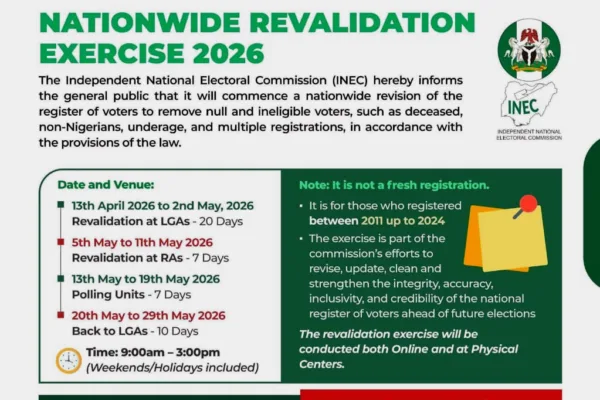 Inec Nationwide Revalidation Exercise 2026