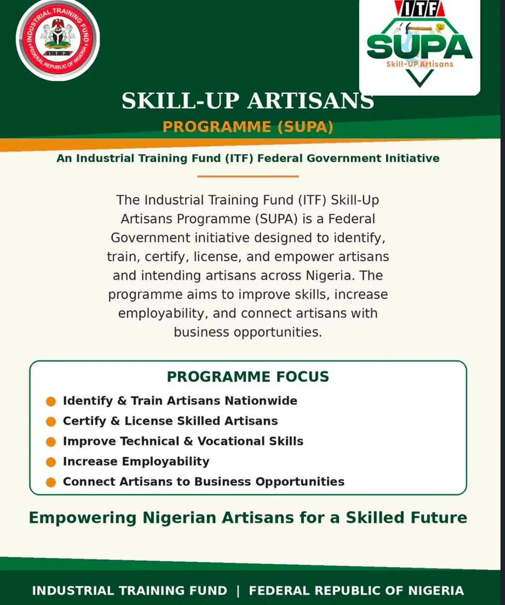 Skill Up Artisans Programme SUPA