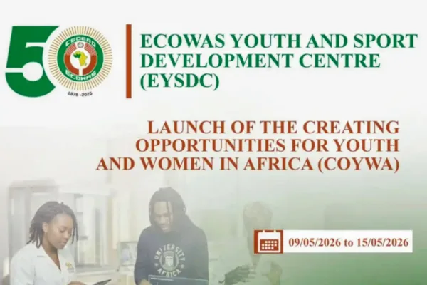 ECOWAS has opened applications for the COYWA 2026 entrepreneurship training programme for young entrepreneurs and women in West Africa.