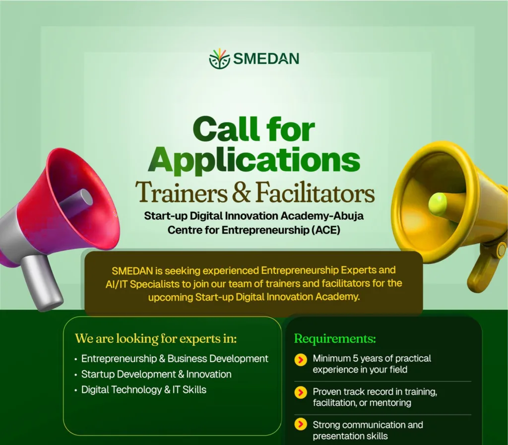 SMEDAN has opened applications for trainers and facilitators for its Start-up Digital Innovation Academy