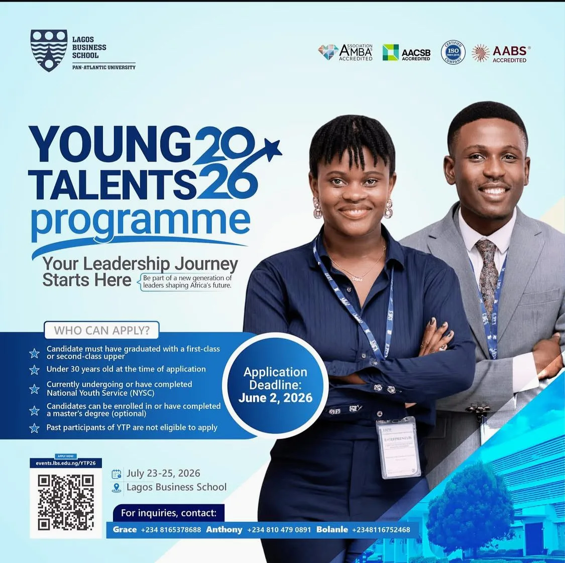 Application for Lagos Business School Young Talents Programme 2026
