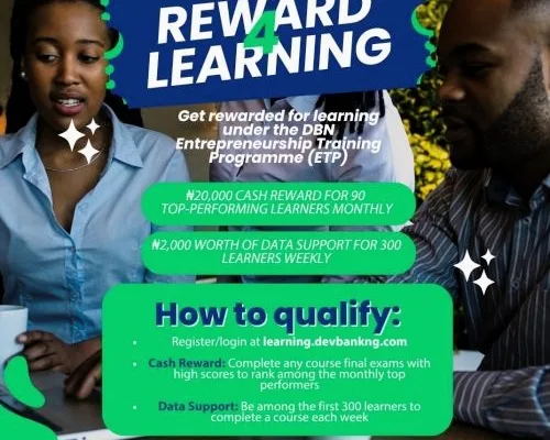 Development Bank of Nigeria Reward4Learning Programme 2026 Win Up to ₦900000 Through Entrepreneurship Training