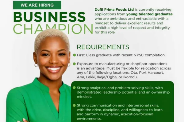 Dufil Prima Foods Business Champion Graduate Trainee Programme