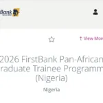 FirstBank Pan African Graduate Trainee Programme