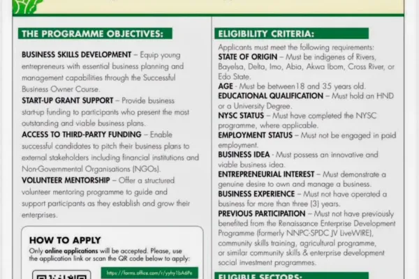 NNPC RESSAINANCE ENTREPRENEURSHIP TRAINING PROGRAMME