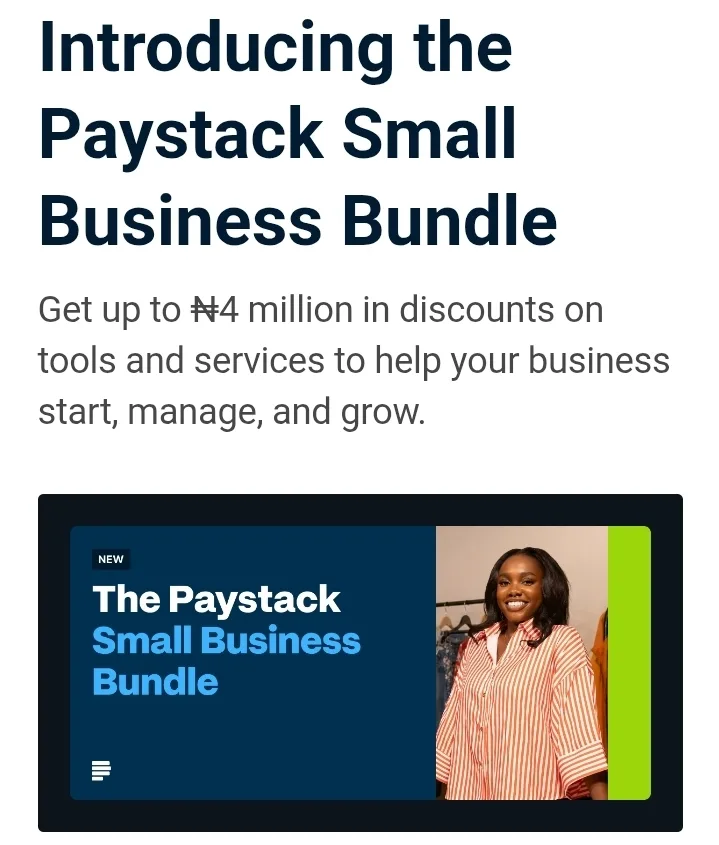 Application for Paystack Small Business Bundle