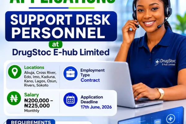 Application for Support Desk Officer at DrugStoc