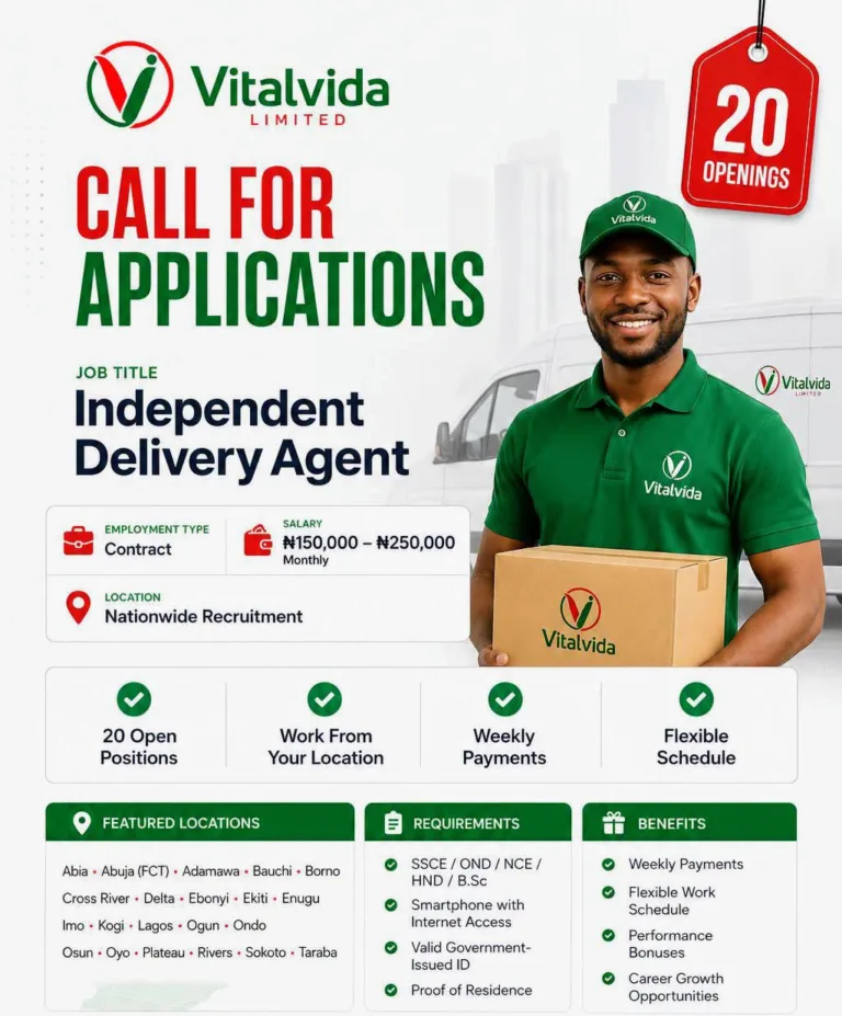 Vitalvida Limited Independent Delivery Agent Recruitment