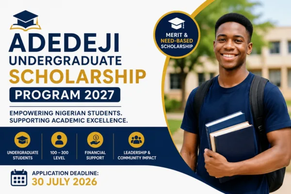 Application now open for Adedeji undergraduate Scholarship 2027