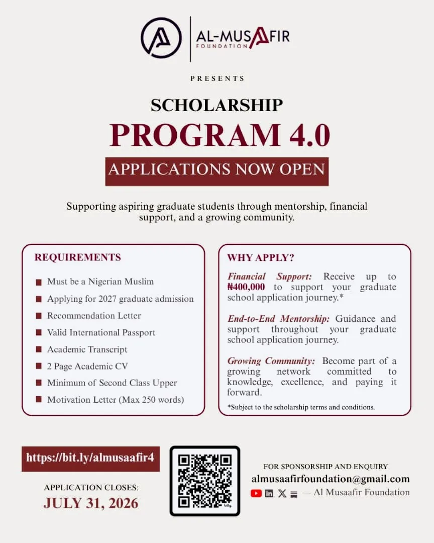 Al musaafir foundation Scholarship