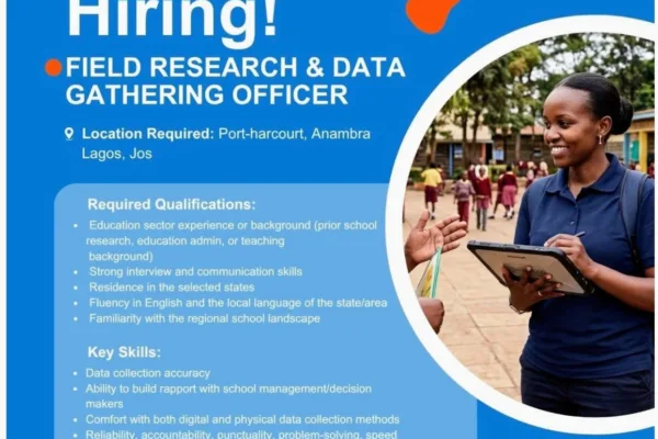 Field Research and Data Gathering Officers at BFG Global Consulting Limited