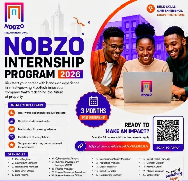 Apply for the NOBZO Paid Internship Programme 2026
