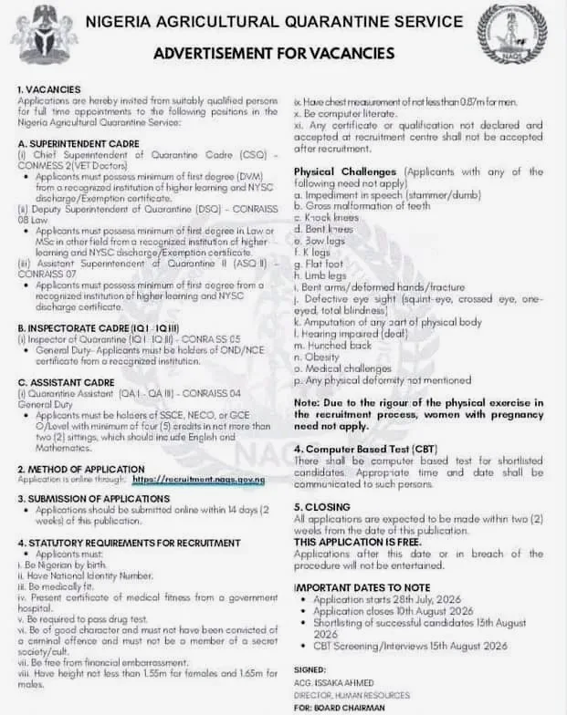 Nigerian Agricultural Recruitment