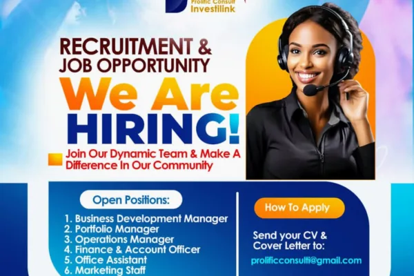 Apply for the latest multiple job vacancies across multiple states at Prolific Consult Investilink