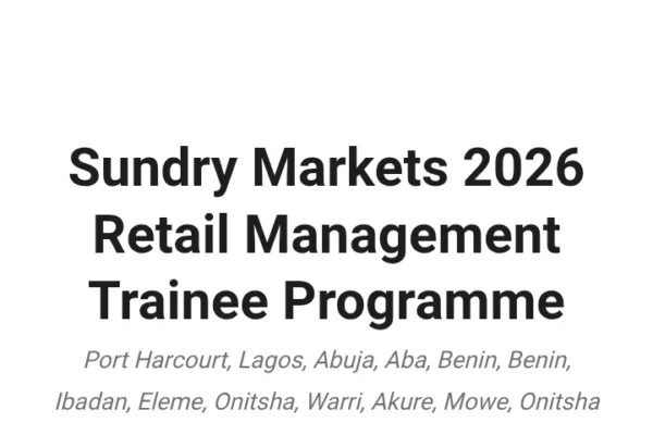 Sundry Markets Retail Management Trainee Programme