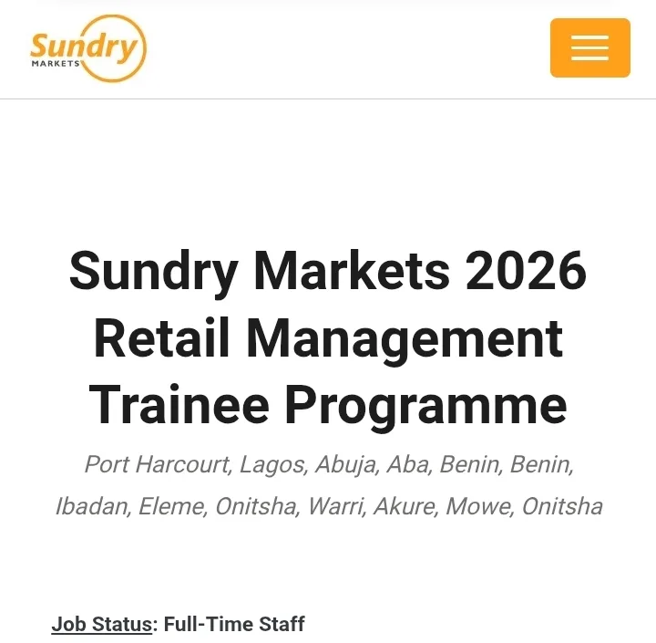 Sundry Markets Retail Management Trainee Programme