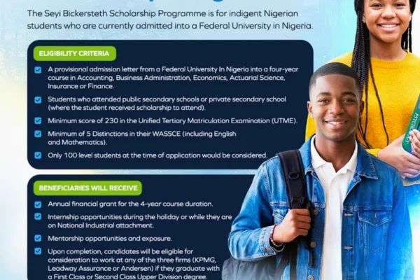Apply for 2026 Seyi Bickersteth Scholarship Programme