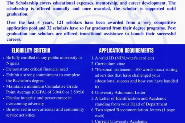 Apply for the Bridge Scholarship 2026/2027 for Nigerian Undergraduates.