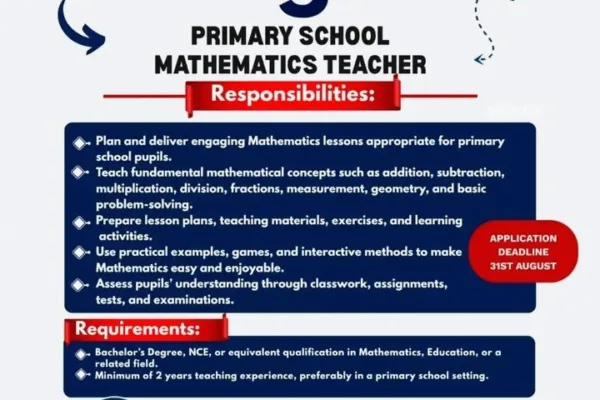 Apply for the Ongoing Primary School Mathematics Teacher Recruitment