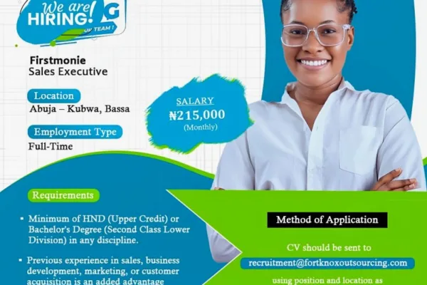 Apply for Fort Knox Outsourcing Sales Executive for FirstMonie Recruitment