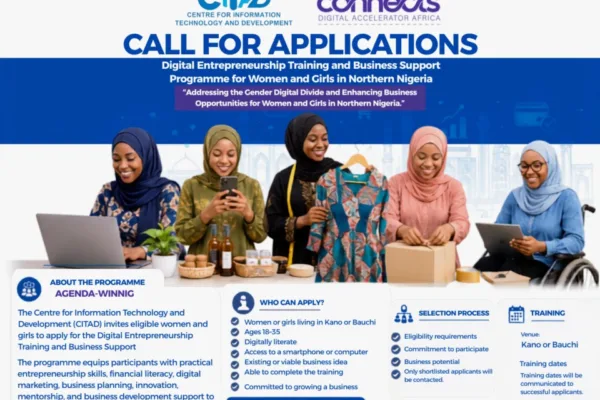 Application for CITAD Free Digital Entrepreneurship Training for Women and Girls is now open.