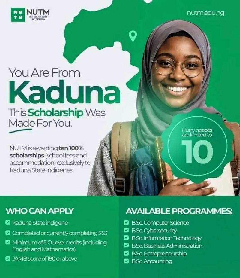 2026 application for Nigerian University of Technology and Management (NUTM) Kaduna Indigene Scholarship Award