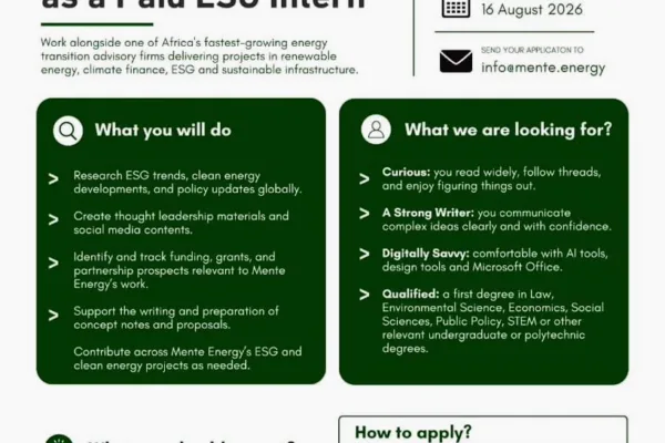 Mente Energy ESG Paid Internship