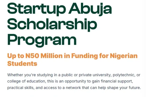 Apply for Startup abuja scholarship program