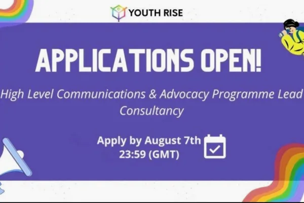 Apply for Youth RISE High-Level Communications & Advocacy Programme Lead Consultant 2026.