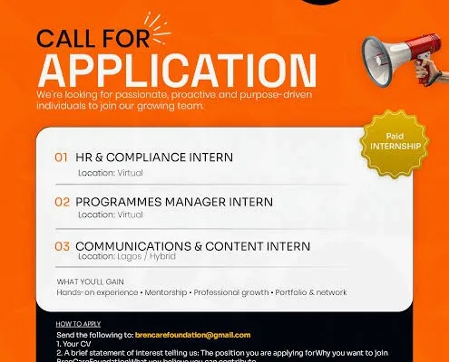 BrenCare Foundation Paid Internship Programme 2026