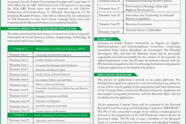 Apply for TETFund National Research Fund Grant 2026